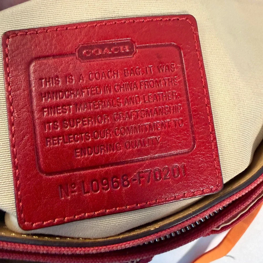 Coach Messenger Bag Large Red Heritage Stripe Canvas Crossbody F70201
